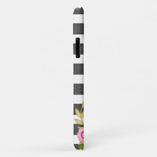 Elegantes Schwarz-weißes Streifen Monogramm Case-Mate iPhone Hülle (Hinten/Rechts)