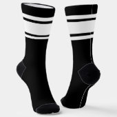 Elegantes Schwarz-weißes Strip Tennis Racket Sport Socken (Gewinkelt)