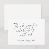 Elegantes Schwarz-weißes, trendiges Skript Custom  Dankeskarte (Vorne/Hinten)