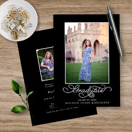 Elegantes Schwarz-weißes Typografy Abschluss Foto Ankündigung