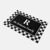 Elegantes Schwarz-weißes, überprüftes benutzerdefi Fußmatte (Schrägansicht)