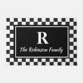 Elegantes Schwarz-weißes, überprüftes benutzerdefi Fußmatte (Vorderseite)