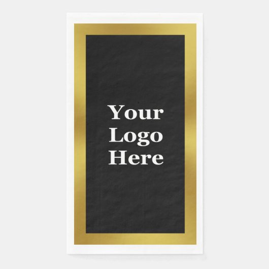 Elegantes Schwarz-weißes und Gold-Business-Logo Serviette (Vorderseite)