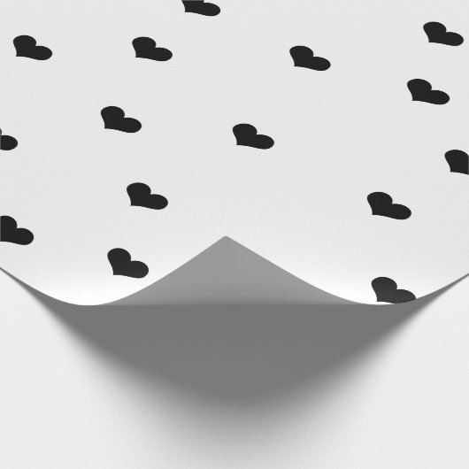 Elegantes Schwarz-weißes Valentiner Tagesherz Geschenkpapier (Ecke)