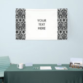 Elegantes Schwarz-weißes Vintages Damast-Muster Banner (Messeveranstaltung)