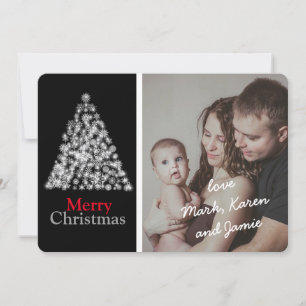 Elegantes Schwarz-weißes Weihnachtsbaum Custom Fot Feiertagskarte