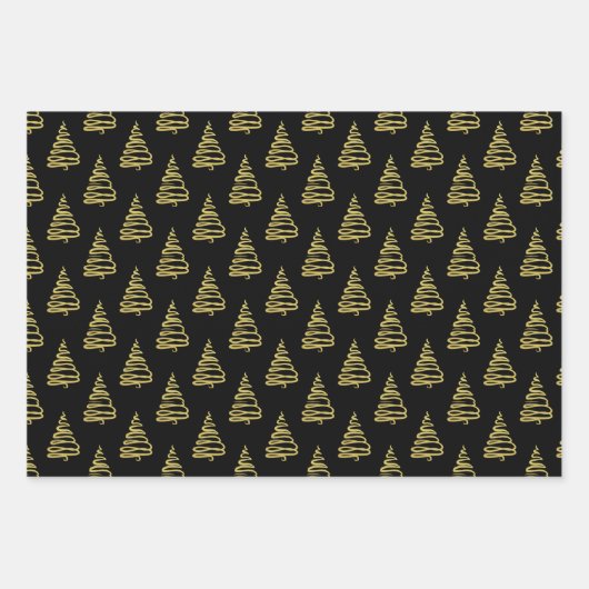 Elegantes Schwarz-weißes Weihnachtsbaumgeschenk Geschenkpapier Set (Vorderseite 2)