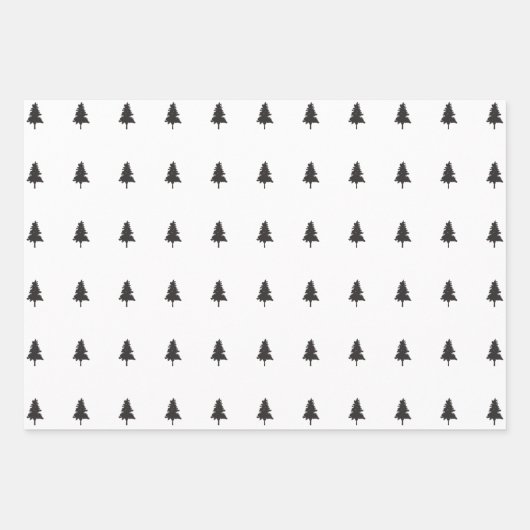 Elegantes Schwarz-weißes Weihnachtsbaumgeschenk Geschenkpapier Set (Vorderseite 2)