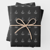 Elegantes Schwarz-weißes Weihnachtsbaumgeschenk Geschenkpapier Set (Beispiel)