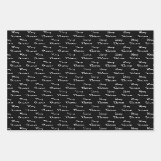 Elegantes Schwarz-weißes Weihnachtsbaumgeschenk Wr Geschenkpapier Set (Vorderseite 3)