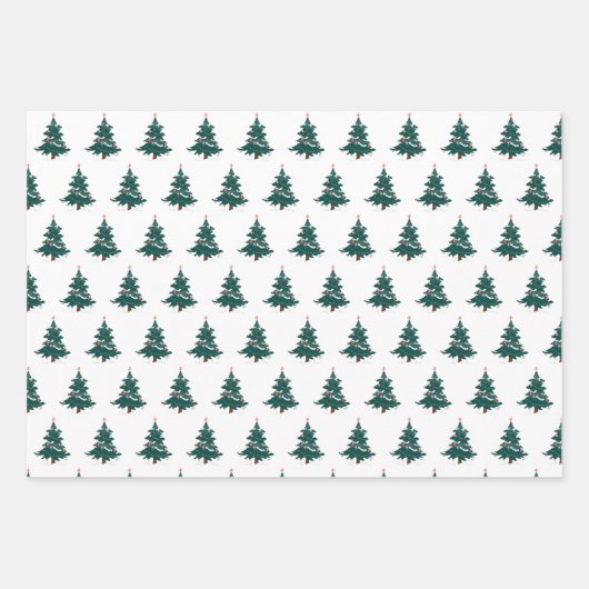 Elegantes Schwarz-weißes Weihnachtsbaumgeschenk Wr Geschenkpapier Set (Vorderseite 2)