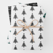 Elegantes Schwarz-weißes Weihnachtsbaumgeschenk Wr Geschenkpapier Set (Beispiel)