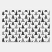 Elegantes Schwarz-weißes Weihnachtsbaummuster Geschenkpapier Set (Vorderseite)