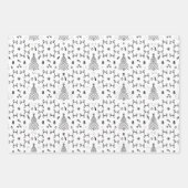 Elegantes Schwarz-weißes Weihnachtsbaummuster Geschenkpapier Set (Vorderseite)