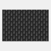 Elegantes Schwarz-weißes Weihnachtsbaummuster Geschenkpapier Set (Vorderseite 3)