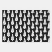 Elegantes Schwarz-weißes Weihnachtsbaummuster Geschenkpapier Set (Vorderseite 3)