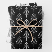 Elegantes Schwarz-weißes Weihnachtsbaummuster Geschenkpapier Set (Beispiel)