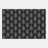 Elegantes Schwarz-weißes Weihnachtsbaummuster Geschenkpapier Set (Vorderseite)