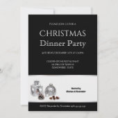 Elegantes Schwarz-weißes Weihnachtsessen Party Einladung (Vorderseite)
