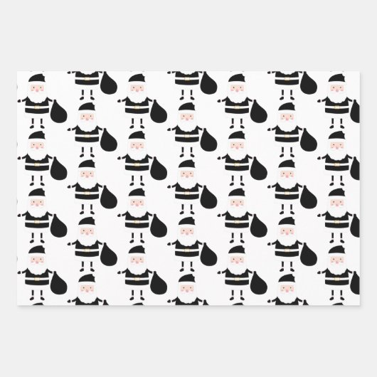 Elegantes Schwarz-weißes Weihnachtsgeschenk Geschenkpapier Set (Vorderseite 3)