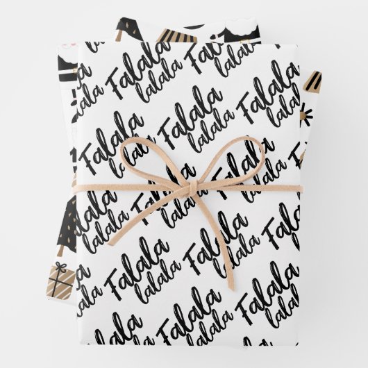 Elegantes Schwarz-weißes Weihnachtsgeschenk Geschenkpapier Set (Beispiel)