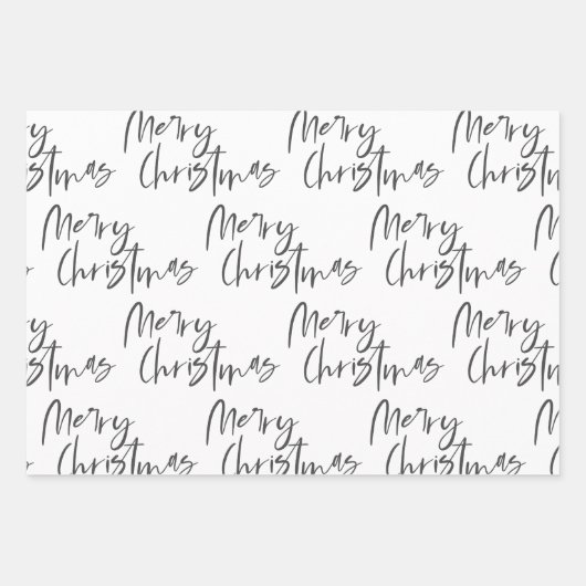 Elegantes Schwarz-weißes Weihnachtsgeschenk Geschenkpapier Set (Vorderseite)