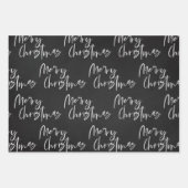 Elegantes Schwarz-weißes Weihnachtsgeschenk Geschenkpapier Set (Vorderseite)