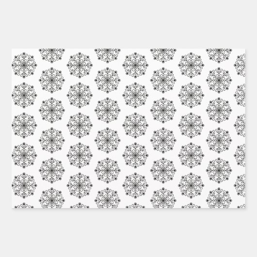 Elegantes Schwarz-weißes Weihnachtsgeschenk-Muster Geschenkpapier Set (Vorderseite 3)