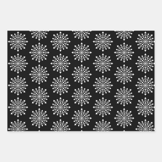 Elegantes Schwarz-weißes Weihnachtsgeschenk-Muster Geschenkpapier Set (Vorderseite 2)