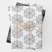Elegantes Schwarz-weißes Weihnachtsgeschenk-Muster Geschenkpapier Set (Beispiel)