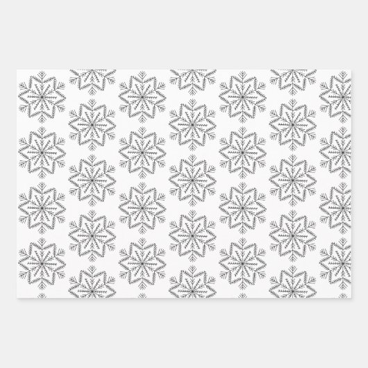 Elegantes Schwarz-weißes Weihnachtsgeschenk-Muster Geschenkpapier Set (Vorderseite)