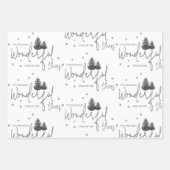 Elegantes Schwarz-weißes Weihnachtswrapping Paper Geschenkpapier Set (Vorderseite 3)