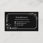 Elegantes schwarz-weißes Yoga Studio Visitenkarte (Rückseite)