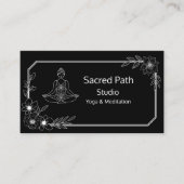 Elegantes schwarz-weißes Yoga Studio Visitenkarte (Vorderseite)