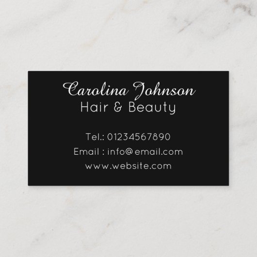 Elegantes Schwarz-weißes Zebrahaar und Schönheit Visitenkarte (Rückseite)