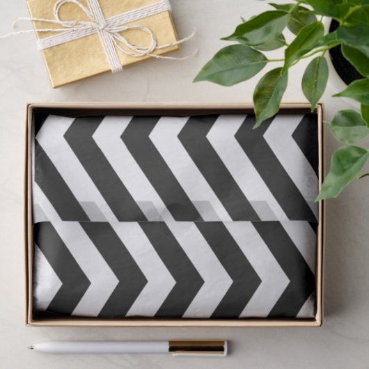 Elegantes Schwarz-weißes Zickzack Gewebepapier Seidenpapier (Geschenk)