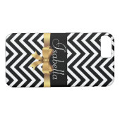 Elegantes Schwarz-weißes Zickzack Goldbug-Monogram Case-Mate iPhone Hülle (Rückseite (Horizontal))