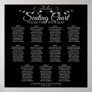 Elegantes Schwarzes 11 Tisch Hochzeitstabelle Poster