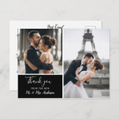 Elegantes Schwarzes 2 Foto Collage | Danke Postkarte (Vorne/Hinten)