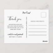 Elegantes Schwarzes 2 Foto Collage | Danke Postkarte (Rückseite)