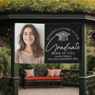 Elegantes schwarzes Abschlussfoto-Abschlussfeier Banner