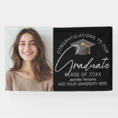 Elegantes schwarzes Abschlussfoto-Abschlussfeier Banner (Horizontal)
