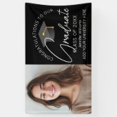 Elegantes schwarzes Abschlussfoto-Abschlussfeier Banner (Vertikal)
