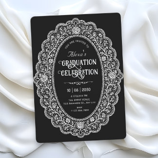 Elegantes schwarzes Abschlusskleid Einladung