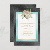ELEGANTES SCHWARZES AQUA EMBOSSIERTE BLUMENKUSTOM- RSVP KARTE (Vorne/Hinten)