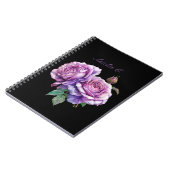 Elegantes schwarzes Aquarell-Notebook Notizblock (Linke Seite)