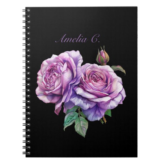 Elegantes schwarzes Aquarell-Notebook Notizblock (Vorderseite)