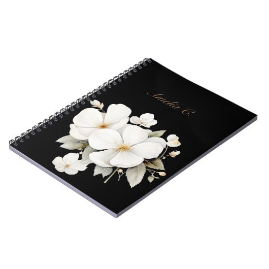 Elegantes schwarzes Aquarell-Notebook Notizblock (Linke Seite)