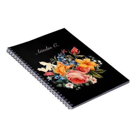 Elegantes schwarzes Aquarell-Notebook Notizblock (Rechte Seite)