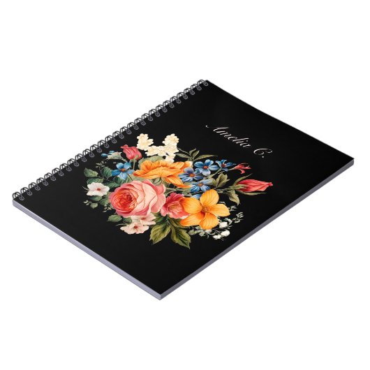 Elegantes schwarzes Aquarell-Notebook Notizblock (Linke Seite)